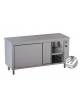 Tavolo armadiato caldo inox riscaldato ventilato con antine scorrevoli tamburate - Dimensioni cm 160x60x85/90h