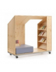 BOOKBOX LUOGO CON-DIVISO MODULO ESPOSITORE SU RUOTE + POUF ANGOLARE COLORI A SCELTA - cm 145x70x150H