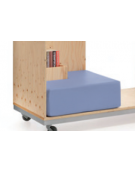 BOOKBOX LUOGO CON-DIVISO MODULO ESPOSITORE SU RUOTE + POUF ANGOLARE COLORI A SCELTA - cm cm 145x70x150H