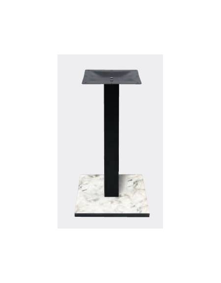 Base con colonna metallo colore nero h 73,3 cm e piastra inferiore cm 40x40 in stratificato HPL COMPACT colore a scelta