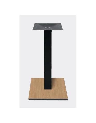 Base con colonna metallo colore nero h 73,3 cm e piastra inferiore cm 40x40 in stratificato HPL COMPACT colore a scelta