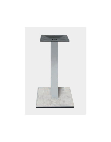Base con colonna in acciaio inox satinato h 73,3 cm e piastra inferiore cm 40x40 in stratificato HPL COMPACT colore a scelta