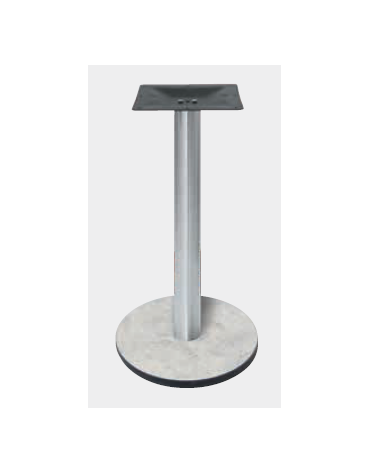 Base con colonna in acciaio inox satinato h 73,3 cm e piastra inferiore cm Ø 40 in stratificato HPL COMPACT colore a scelta