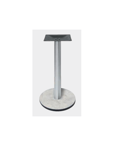 Base con colonna in acciaio inox satinato h 73,3 cm e piastra inferiore cm Ø 40 in stratificato HPL COMPACT colore a scelta