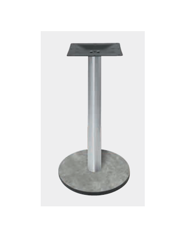 Base con colonna in acciaio inox satinato h 73,3 cm e piastra inferiore cm Ø 40 in stratificato HPL COMPACT colore a scelta