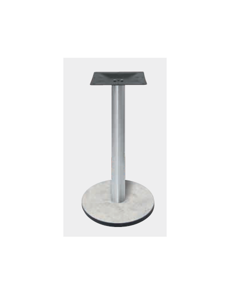 Base con colonna in acciaio inox satinato h 73,3 cm e piastra inferiore cm Ø 50 in stratificato HPL COMPACT colore a scelta