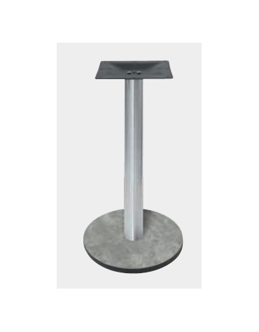 Base con colonna in acciaio inox satinato h 73,3 cm e piastra inferiore cm Ø 50 in stratificato HPL COMPACT colore a scelta