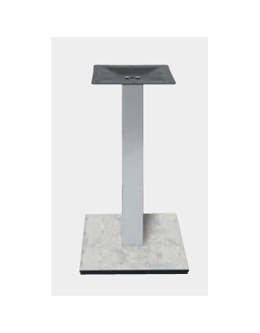 Base con colonna in acciaio inox satinato h 73,3 cm e piastra inferiore cm 50x50 in stratificato HPL COMPACT colore a scelta