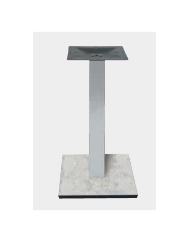 Base con colonna in acciaio inox satinato h 111 cm e piastra inferiore cm 40x40 in stratificato HPL COMPACT colore a scelta