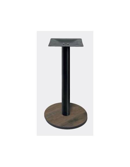 Base con colonna metallo COLORE NERO  h 111 cm e piastra inferiore cm Ø 40 in stratificato HPL COMPACT colore a scelta