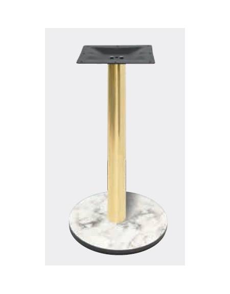 Base con colonna ottonata h 73,3 cm e piastra inferiore cm Ø 40 in stratificato HPL COMPACT colore a scelta