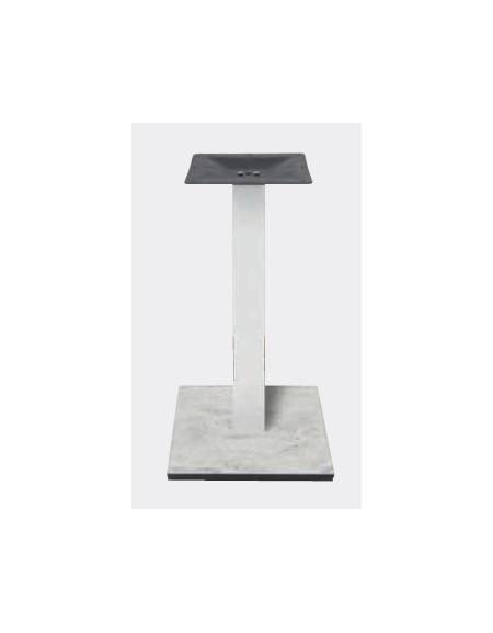 Base con colonna metallo colore BIANCO h 73,3 cm e piastra inferiore cm 40x40 in stratificato HPL COMPACT colore a scelta