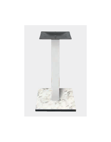 Base con colonna metallo colore BIANCO h 73,3 cm e piastra inferiore cm 40x40 in stratificato HPL COMPACT colore a scelta