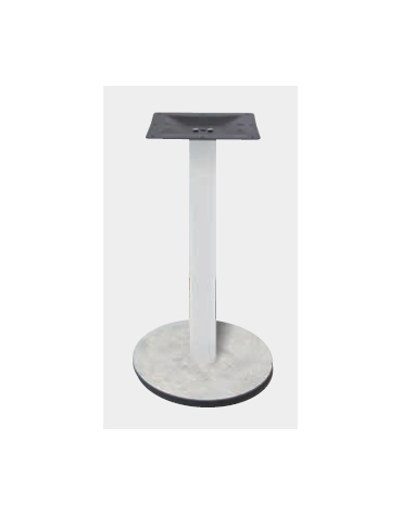 Base con colonna metallo COLORE BIANCO h 73,3 cm e piastra inferiore cm Ø 40 in stratificato HPL COMPACT colore a scelta