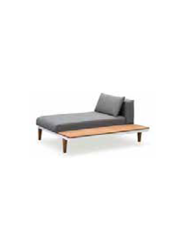 CHAISE LOUNGE con struttura alluminio verniciato e teak, sedute e schienali imbottiti e piano in teak - cm 190x80x69h