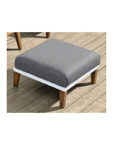 POUF con struttura alluminio verniciato e teak, seduta imbottita tessuto idrorepellente - cm 75x65x42h