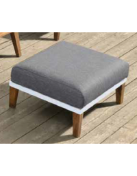 POUF con struttura alluminio verniciato e teak, seduta imbottita tessuto idrorepellente - cm 75x65x42h