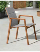 Sedia per interni e esterni, struttura in teak e tessuto idrorepellente - cm 57x48x88h