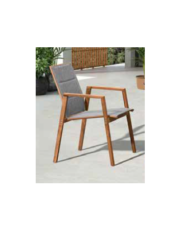 Sedia per interni e esterni, struttura in teak e tessuto idrorepellente - cm 57x48x88h
