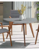 TAVOLO TRIANGOLARE per interni e esterni, struttura in teak e piano in ceramica - cm 110x110x74h