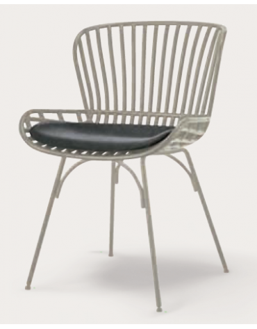 Sedia per esterni ed interni, struttura metallo colori a scelta, scocca in polipropilene con cuscino - cm 48x48x80h