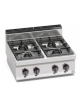 Cucina a gas da appoggio a banco per ristorante 4 fuochi ALTA POTENZA - cm 80x71,4x29h