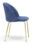 Sedia per interni con struttura in metallo ottonato, seduta e schienale imbottiti, rivestimento in velluto colore a scelta - cm 