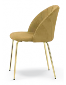 Sedia per interni con struttura in metallo ottonato, seduta e schienale imbottiti, rivestimento in velluto colore a scelta - cm 