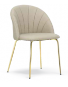 Sedia per interni struttura in metallo ottonato, seduta e schienale con rivestimento in ecopelle colore a scelta - cm 44x43x78h