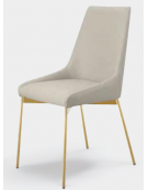 Sedia per interni, struttura in metallo colore ottone satinato, seduta e schienale rivestimento in ecopelle colori a scelta