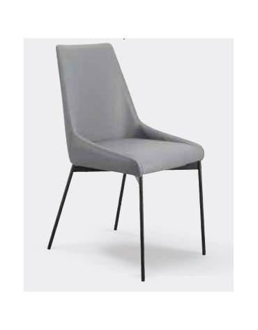 Sedia per interni, struttura in metallo verniciato, seduta e schienale rivestimento in tessuto colore grigio - cm 45x45x86h