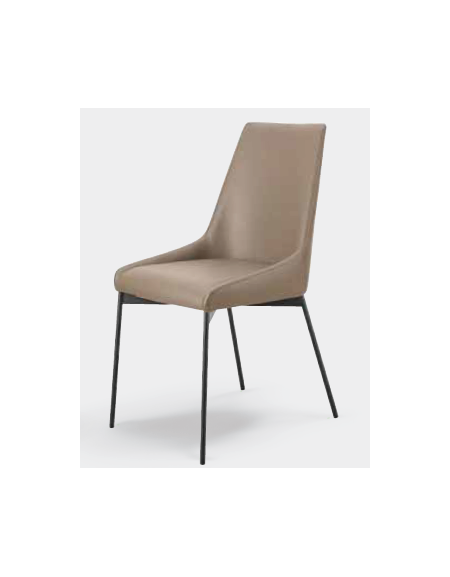 Sedia per interni, struttura in metallo verniciato, seduta e schienale rivestimento in ecopelle colore a scelta cm 45x45x86h
