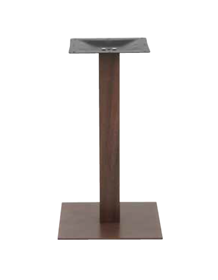 Base per tavolo con struttura in acciaio verniciata, effetto legno - cm 40x40x72h