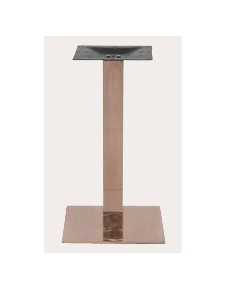 Base per tavolo con struttura in acciaio inox ramato, piedini regolabili - per tavolo quadrato - cm 40x40x72h