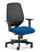 Poltrona ergonomica con schienale a rete-Conforme UNI EN 1335 tipo A-B-C-Rivestimento in tessuto ignifugo-Braccioli regolabili