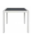 Tavolo con struttura in alluminio rivestita in polietilene colori a scelta e piano in vetro - cm 140x80x75h