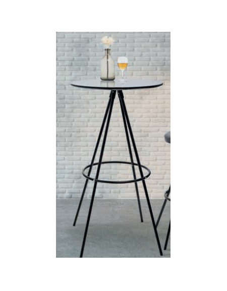 Tavolo tondo con struttura in metallo verniciato e piano in MDF - cm Ø 60x110h