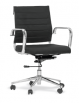 Poltrona per ufficio, struttura in metallo cromato, seduta imbottita, rivestita in ecopelle - colore a scelta - cm 51x45x87/93h