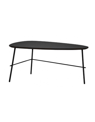 Tavolino per interni, struttura a 3 piedi in metallo verniciato, piano in MDF verniciato vari colori- cm 130x57x40,5h