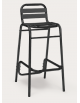 Sgabello con schienale per esterni e interni, struttura saldata in alluminio verniciato nero - cm 40x35x100h