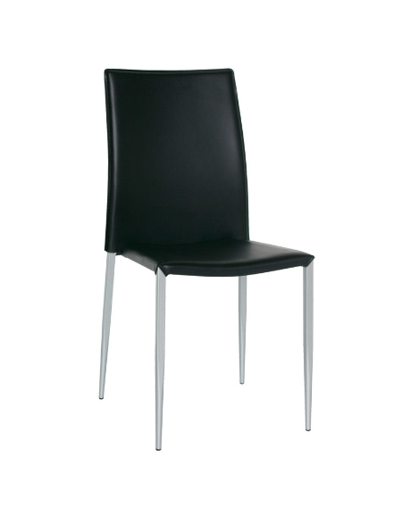 Sedia per interni, struttura in metallo verniciato, rivestimento in ecopelle colori a scelta - cm 41,5x41,5x90h