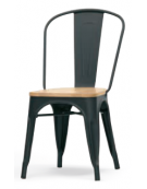 SEDIA con struttura in metallo verniciato colore bianco o nero, con seduta in legno - cm 36x36x85h