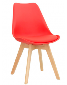 SEDIA con struttura in legno, scocca polipropilene, seduta ecopelle colori a scelta - cm 48x43x81h