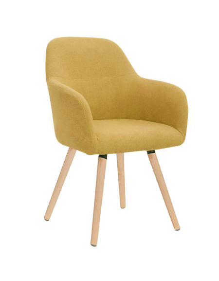 Poltroncina per interni, struttura in metallo verniciato, gambe in legno, rivestimento in tessuto colori a scelta- cm 57x51x85h