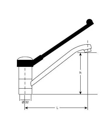 Miscelatore lavello con leva cm. 32 in metallo
