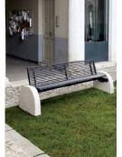 Panchina con schienale e fianchi in graniglia di marmo- cm 234,3x73,5x80,3