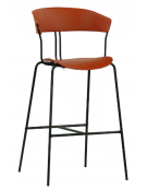 Sgabello con schienale in metallo verniciato, seduta e schienale in polipropilene colore a scelta - cm 41x43x111h