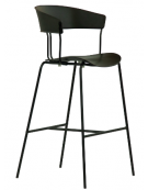 Sgabello con schienale in metallo verniciato, seduta e schienale in polipropilene colore a scelta - cm 41x43x111h