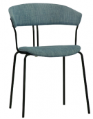 Sedia per interni con struttura in metallo verniciato,seduta e schienale in tessuto colore a scelta - cm 41x43x77h
