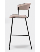 Sgabello con schienale per interni in metallo verniciato, seduta e schienale in tessuto colore a scelta - cm 41x43x111h